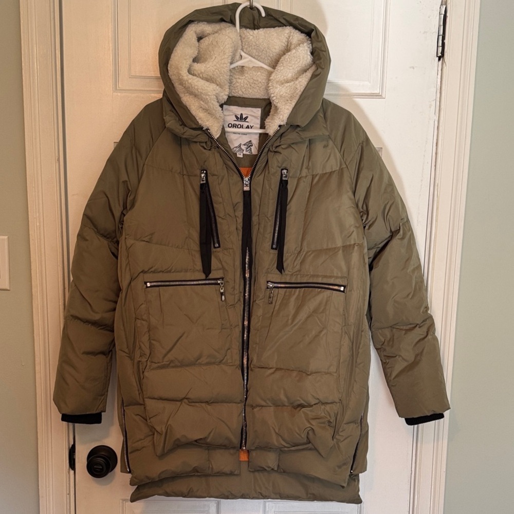 Orolay Olive Hooded Puffer Coat